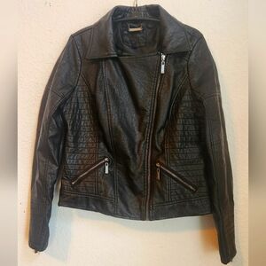 J2‎ by Jou Jou Black Faux Leather Moto Women's Jacket, Size M